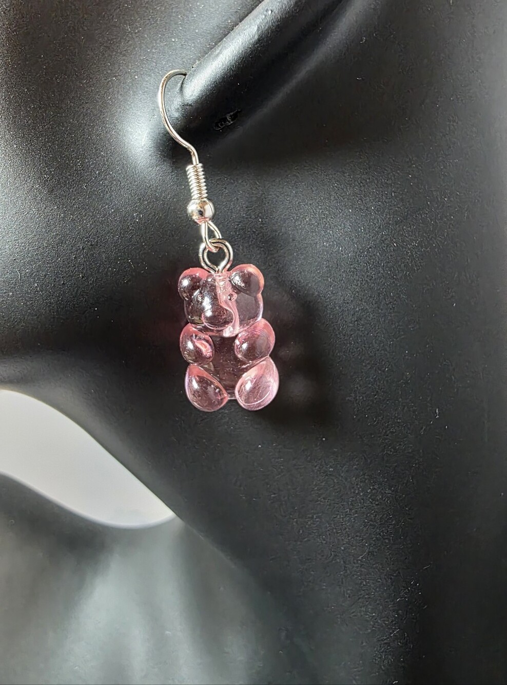 Pink Grapefruit Gummy Bear Drop Earrings - Women Jewelry - Picture 3 of 4